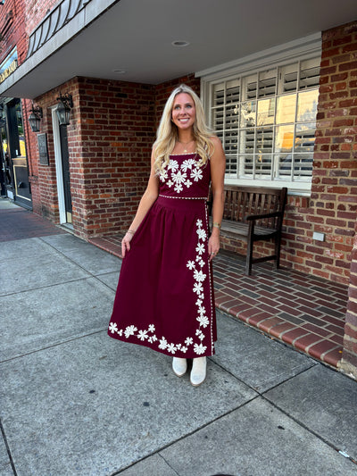 Floral Embroidered Midi Skirt Set