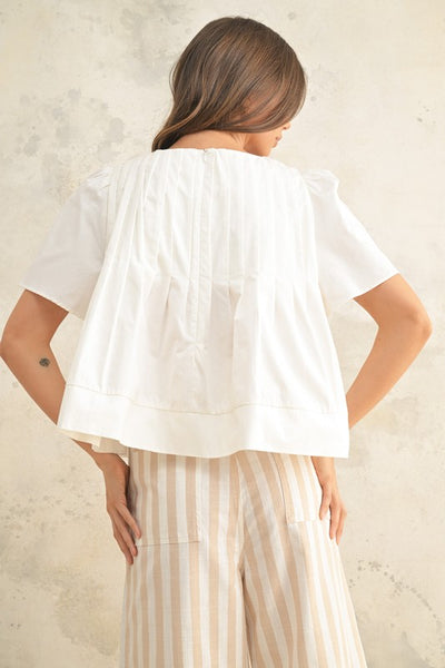 Pleated Detail Top- White