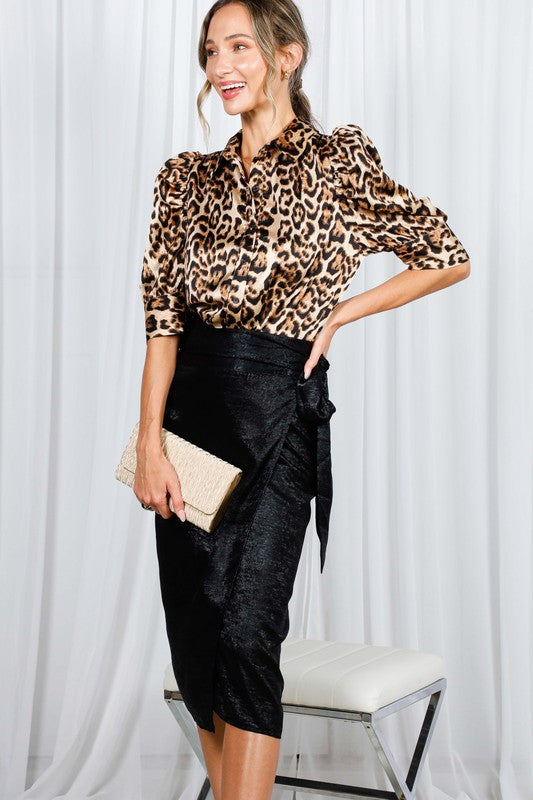 Leopard Print Satin Top