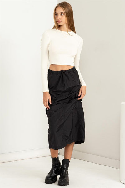 Long Sleeve Crew Neck Top-Cream