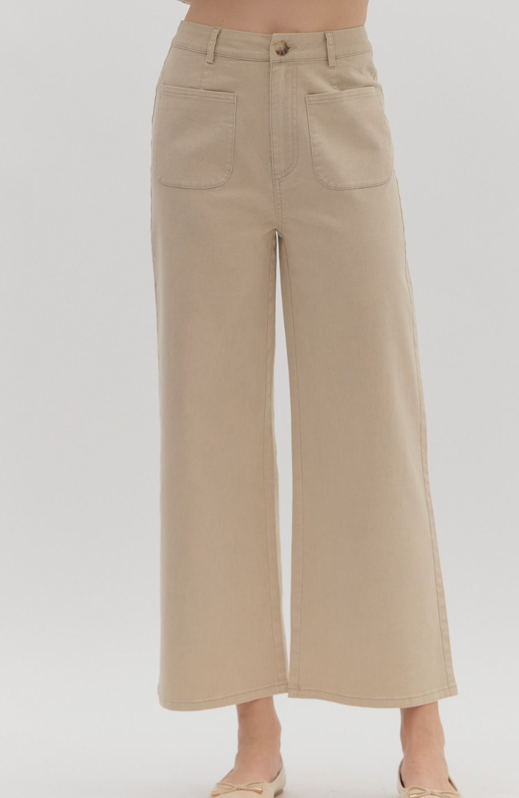 Stone Wide Leg Patch Pocket Pant