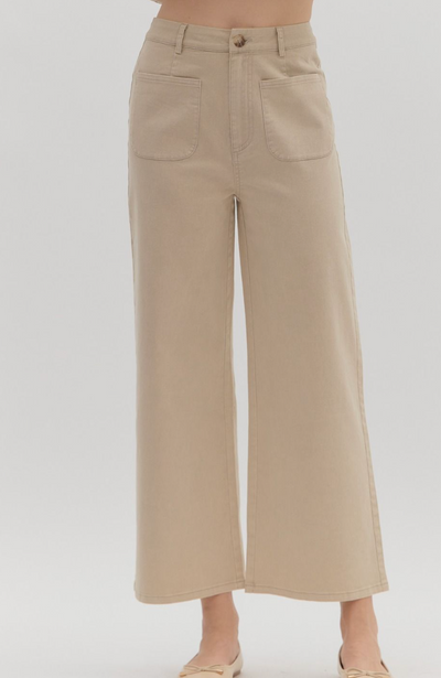 Stone Wide Leg Patch Pocket Pant
