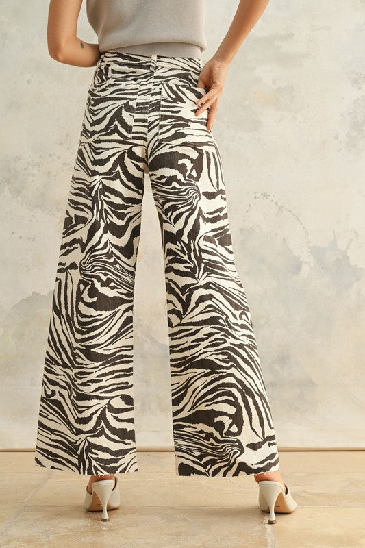 Zebra Print Wide Leg Pant