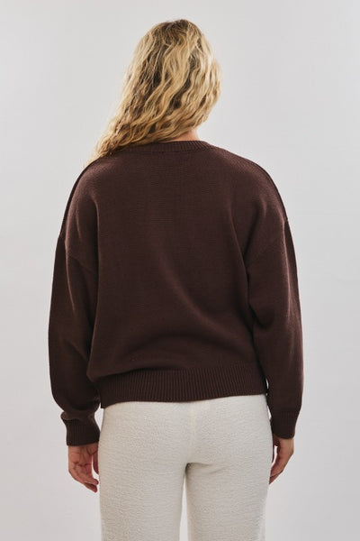 Brown Crew Neck Dog Sweater