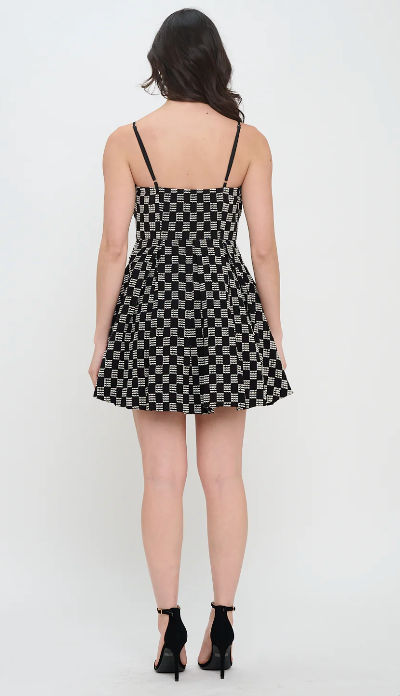Midnight Weave Bow Mini Dress