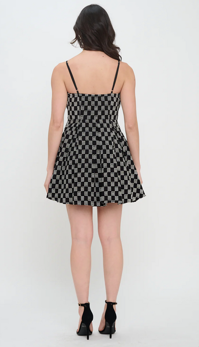 Midnight Weave Bow Mini Dress