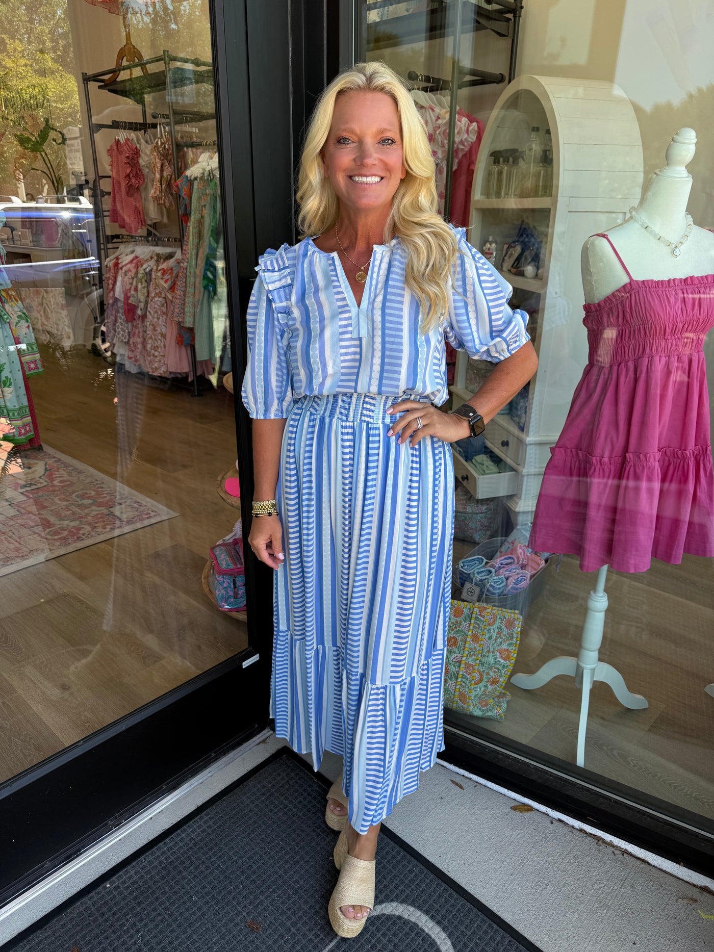 Skylar Simply Striped Blue Top