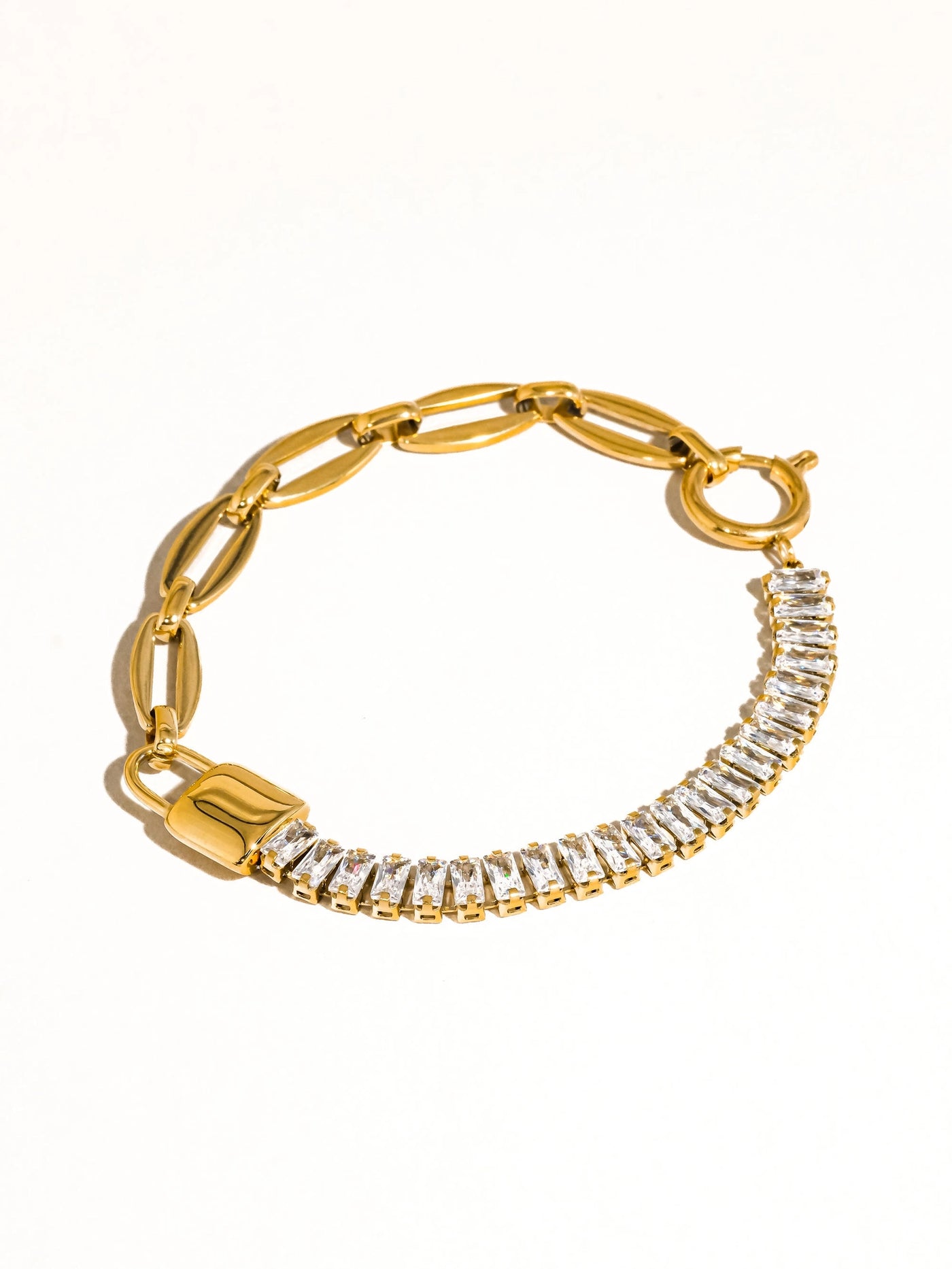 Benson 18K Gold Non-Tarnish Rhinestone Chain Bracelet