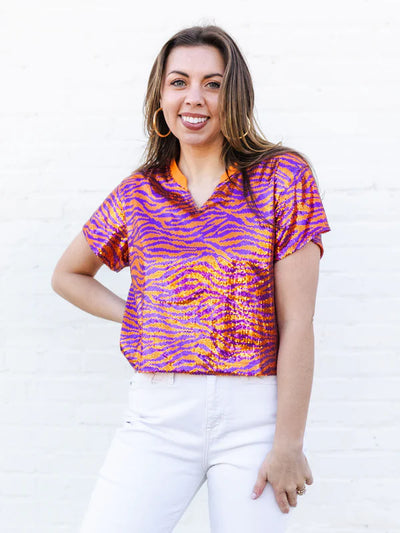 Tiger Stripe Sequin Top