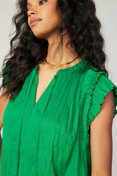 Spring Green Double Layer Ruffle Sleeve Top