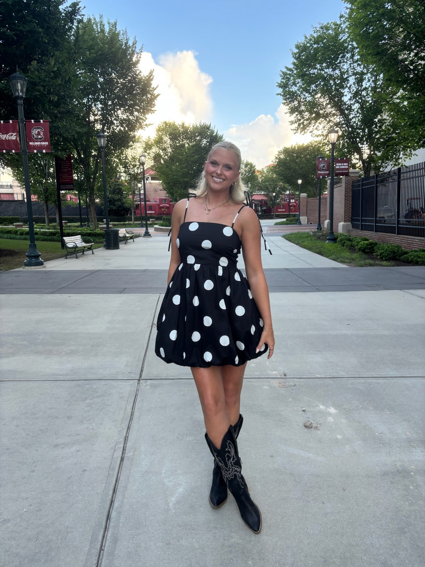 Black Polka Dot Bubble Hem Mini Dress