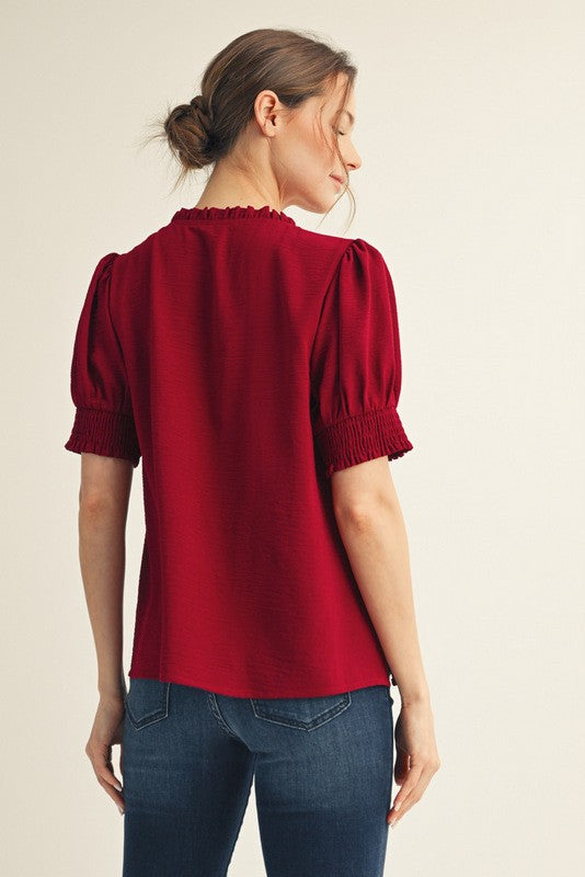 Garnet Ruffle Neck Top