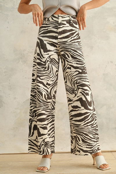 Zebra Print Wide Leg Pant