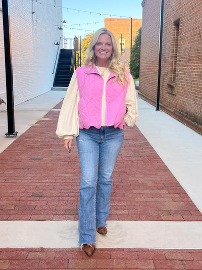 Scalloped Hem Quilted Vest