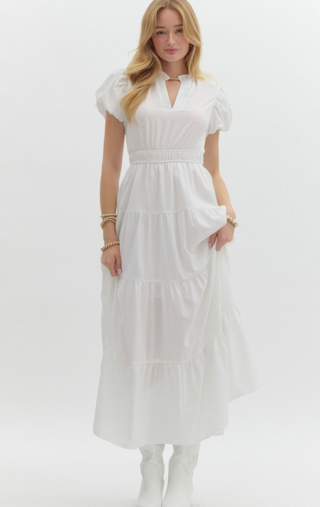 White Tiered Maxi Dress