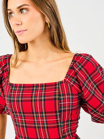 Isabel Red Plaid Top