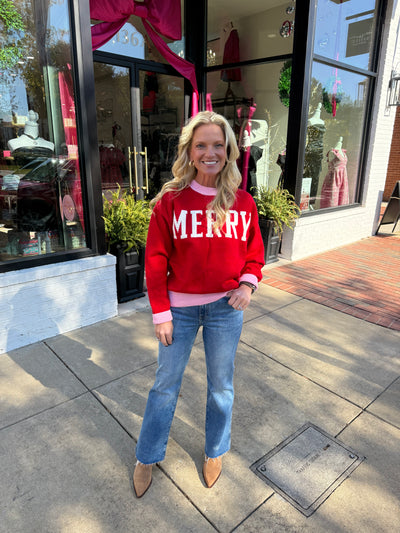 Red and Pink Merry Sweater