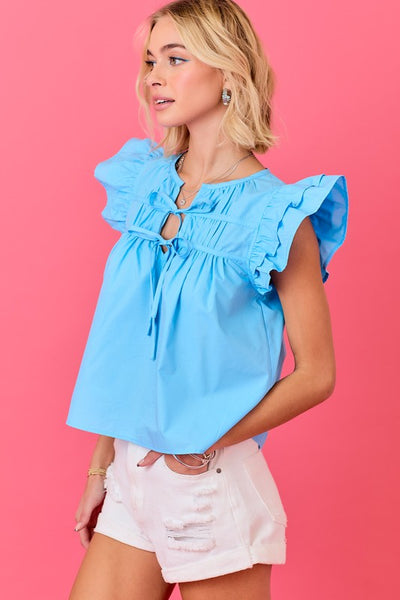 Madison Double Tie Top- Sky Blue