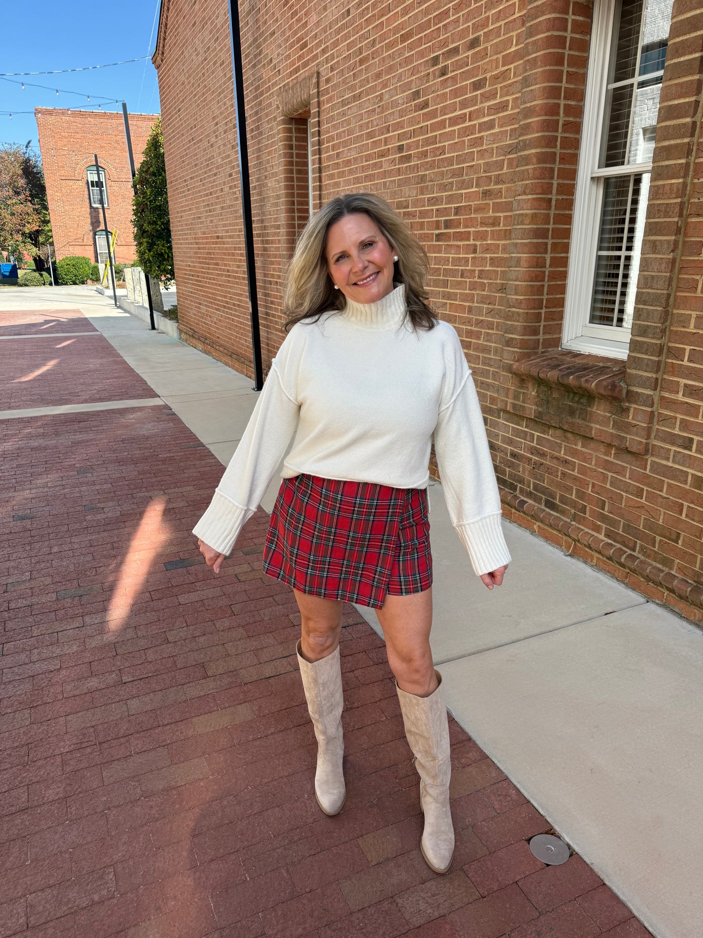 Red Plaid Wrap Skort