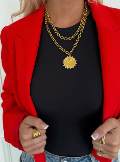 XL Coin Necklace with Stones By Chansutt Pearls