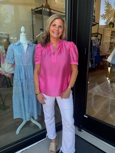 Pink Ruffle Collar Top