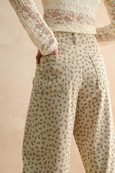 Floral Print Corduroy Pant