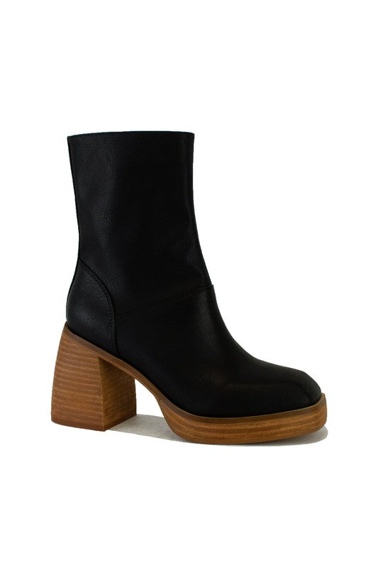 Foster Stacked Platform Bootie- Black