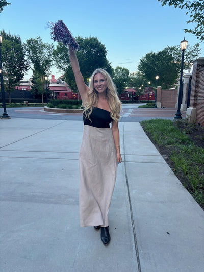 Black/Taupe Strapless Maxi Dress