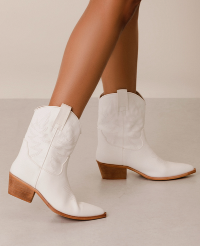 Claire Mid Calf Bootie- White