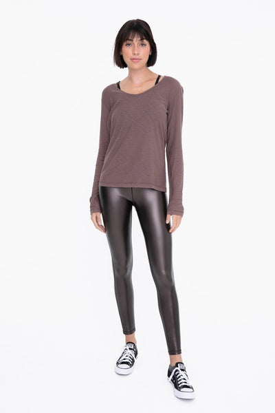 Glossy Liquid Highwaist Leggings- Dark Brown