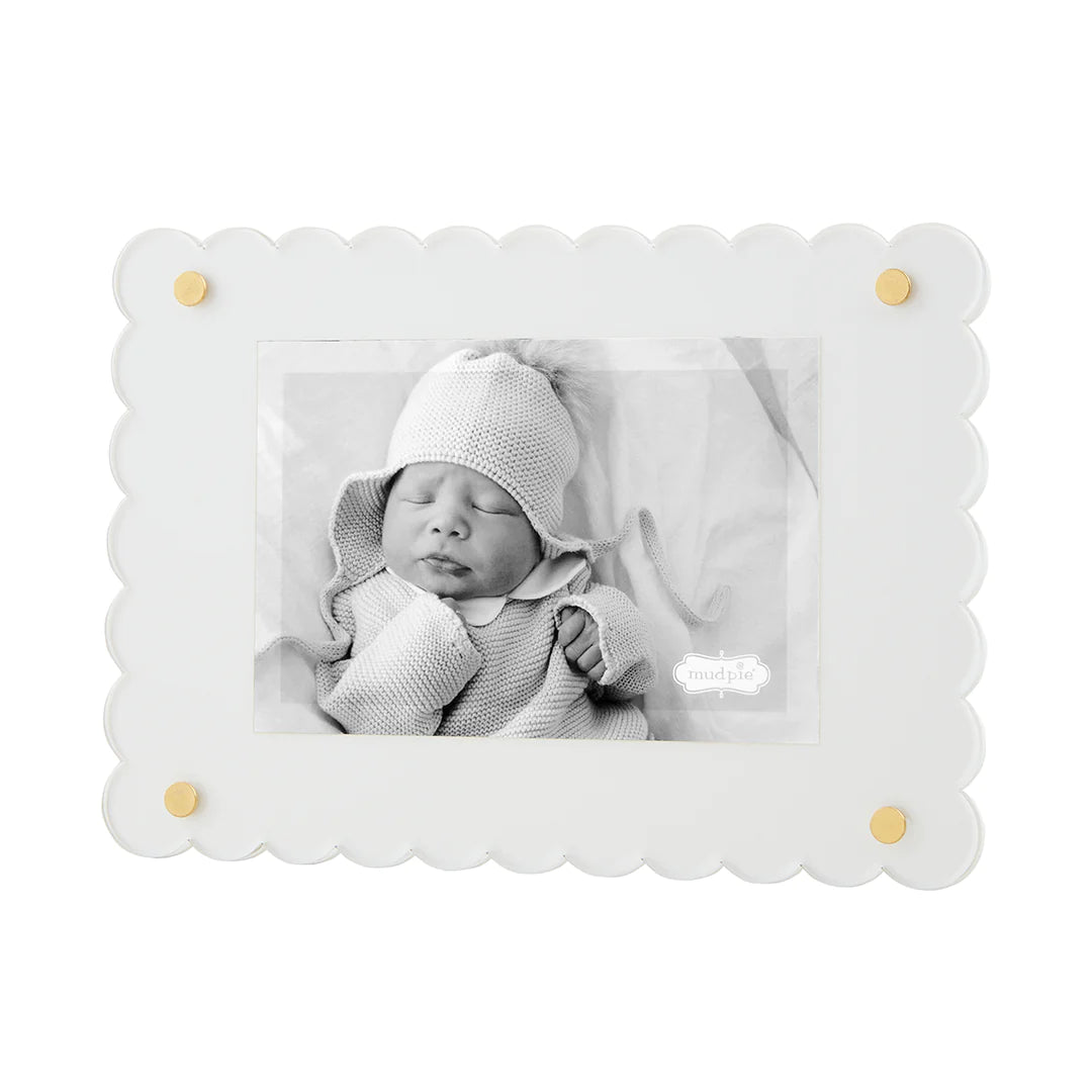 White Scalloped Acrylic Frame By Mud Pie