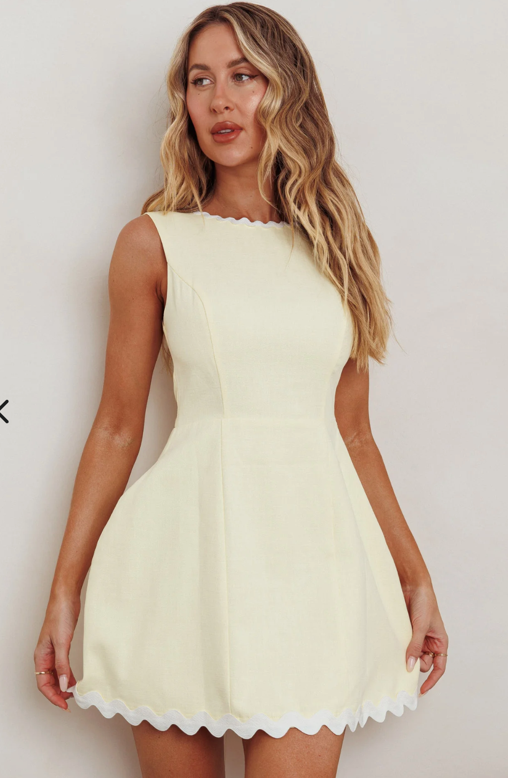 Lemon Yellow Ric Rac Hem Mini Dress