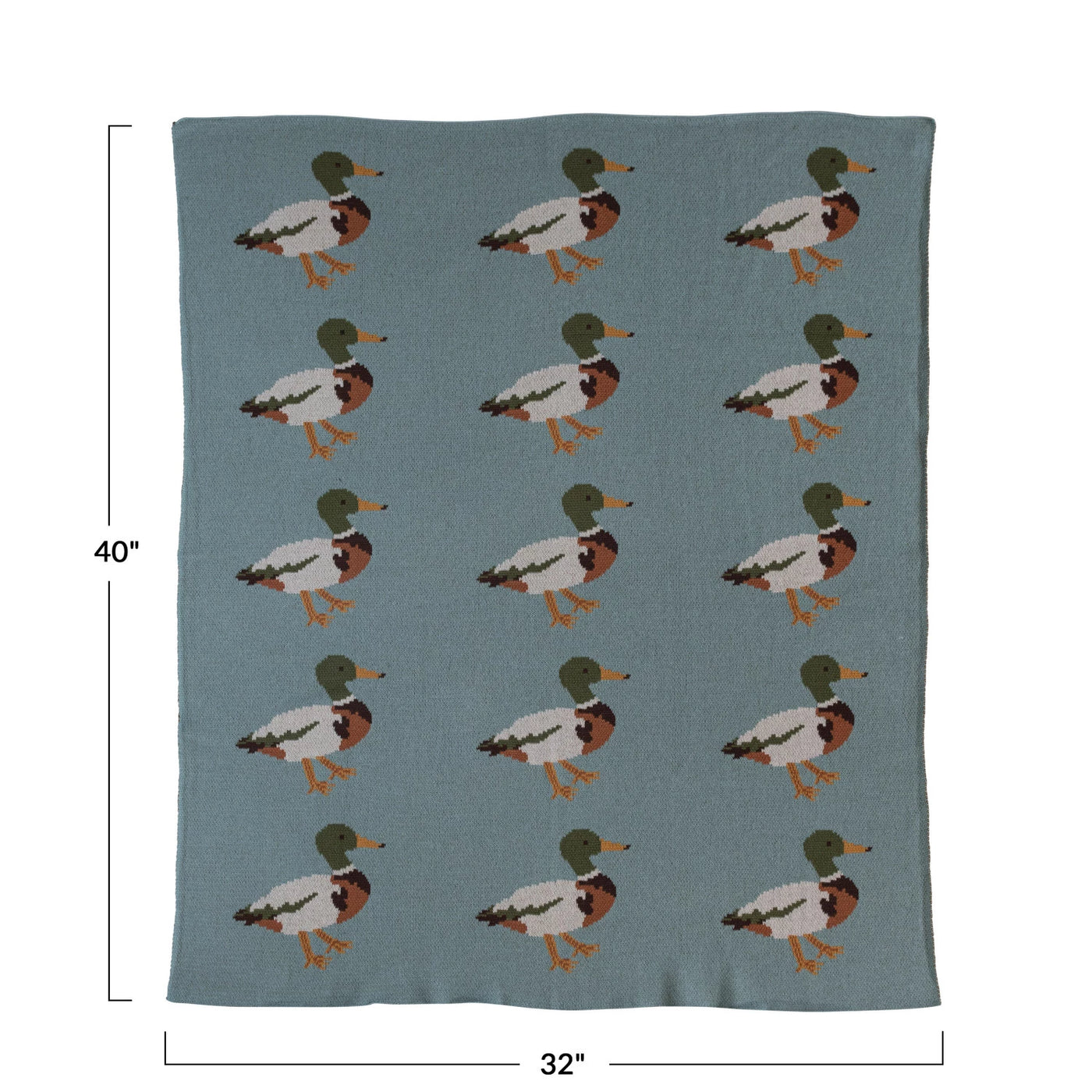 Cotton Knit Baby Blanket w/ Ducks