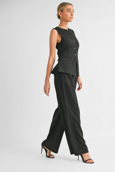 Black Tailored Vest and Pants Set