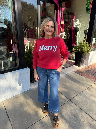 "Merry" Red Crewneck Sweatshirt