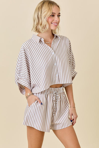 Mocha Striped Short Set