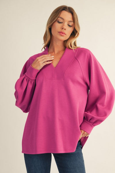 Magenta Loose Long Sleeve Top