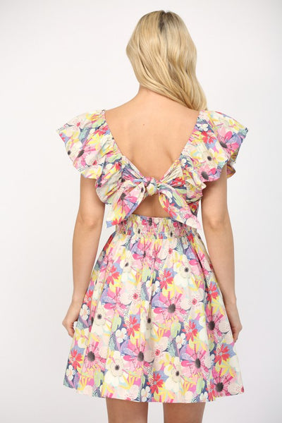 Floral Flutter Sleeve Mini Dress