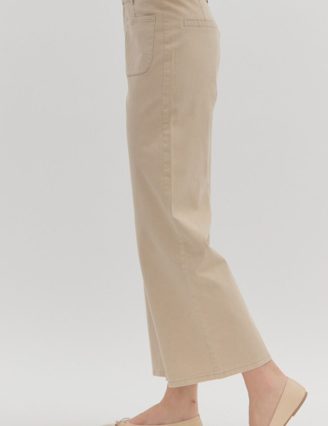 Stone Wide Leg Patch Pocket Pant