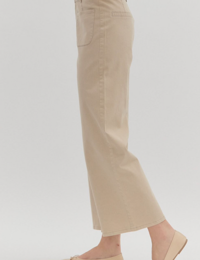 Stone Wide Leg Patch Pocket Pant