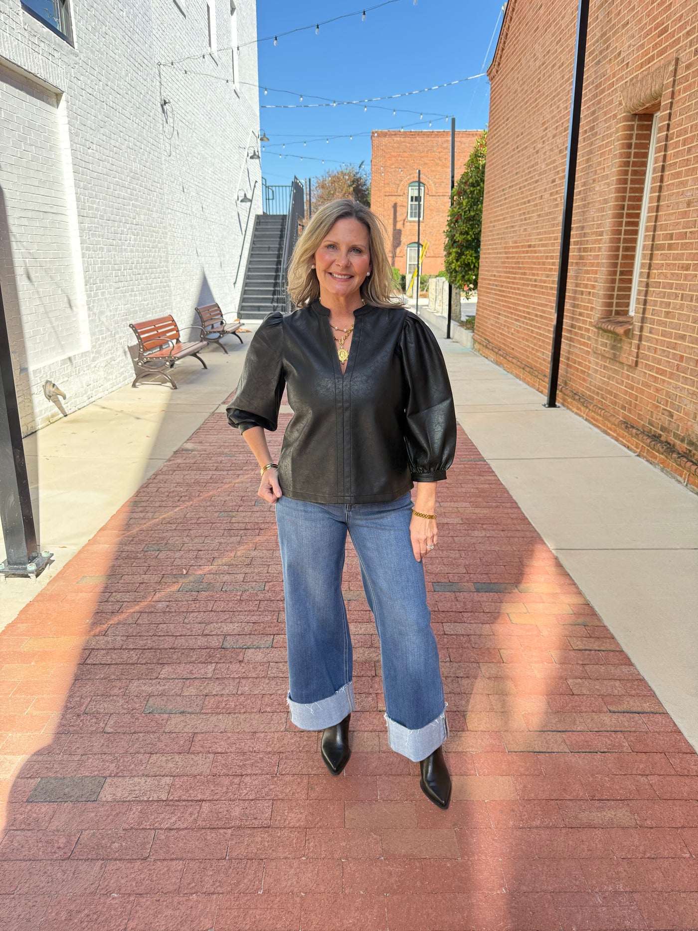 Gianna Black Long Sleeve Top