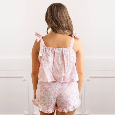 Pink Bow Toile Ruffle Sleep Set