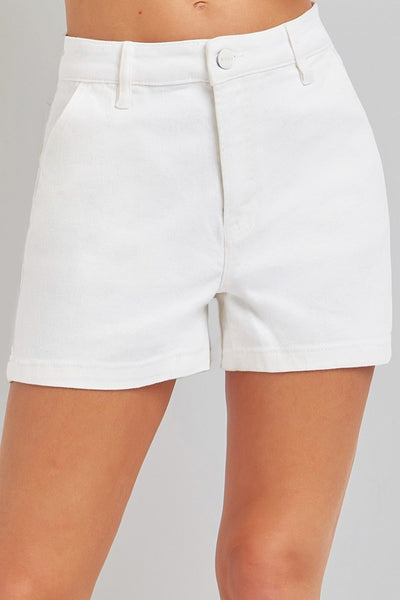 White High Rise Denim Short