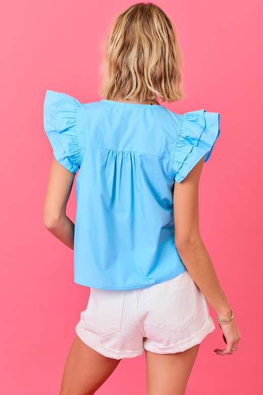 Madison Double Tie Top- Sky Blue