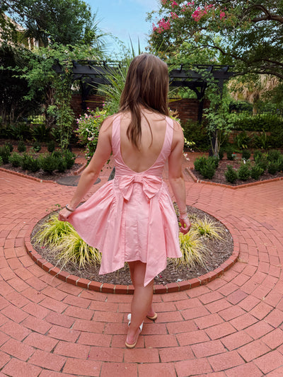 Blush Back Bow Detail Mini Dress