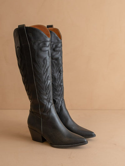 Samara Embroidered Tall Boot- Black