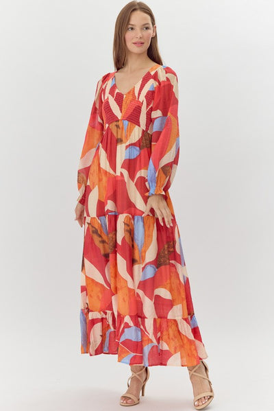 Bold Fall Print Maxi Dress