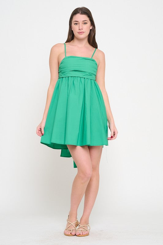 Green Ruched Chest Mini Dress