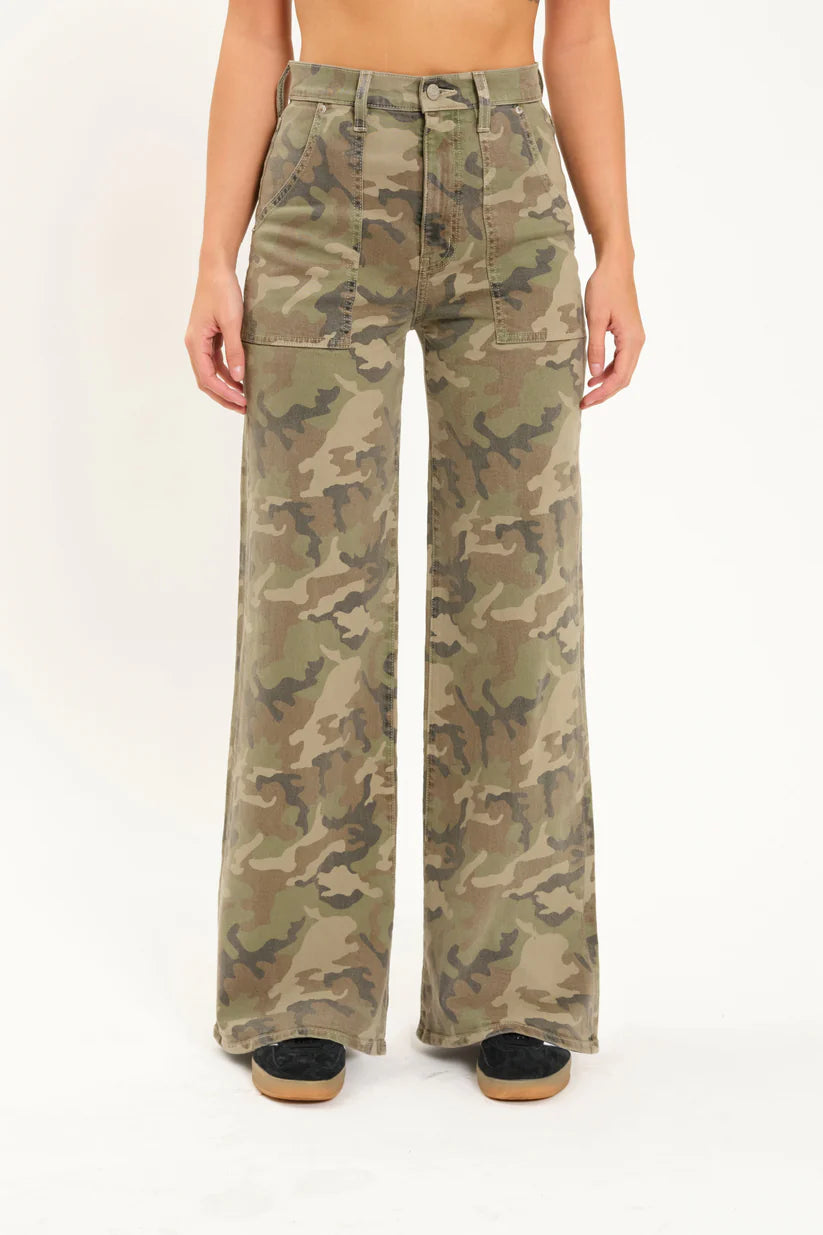 Far Out High Rise Wide Leg Pant- Hideaway