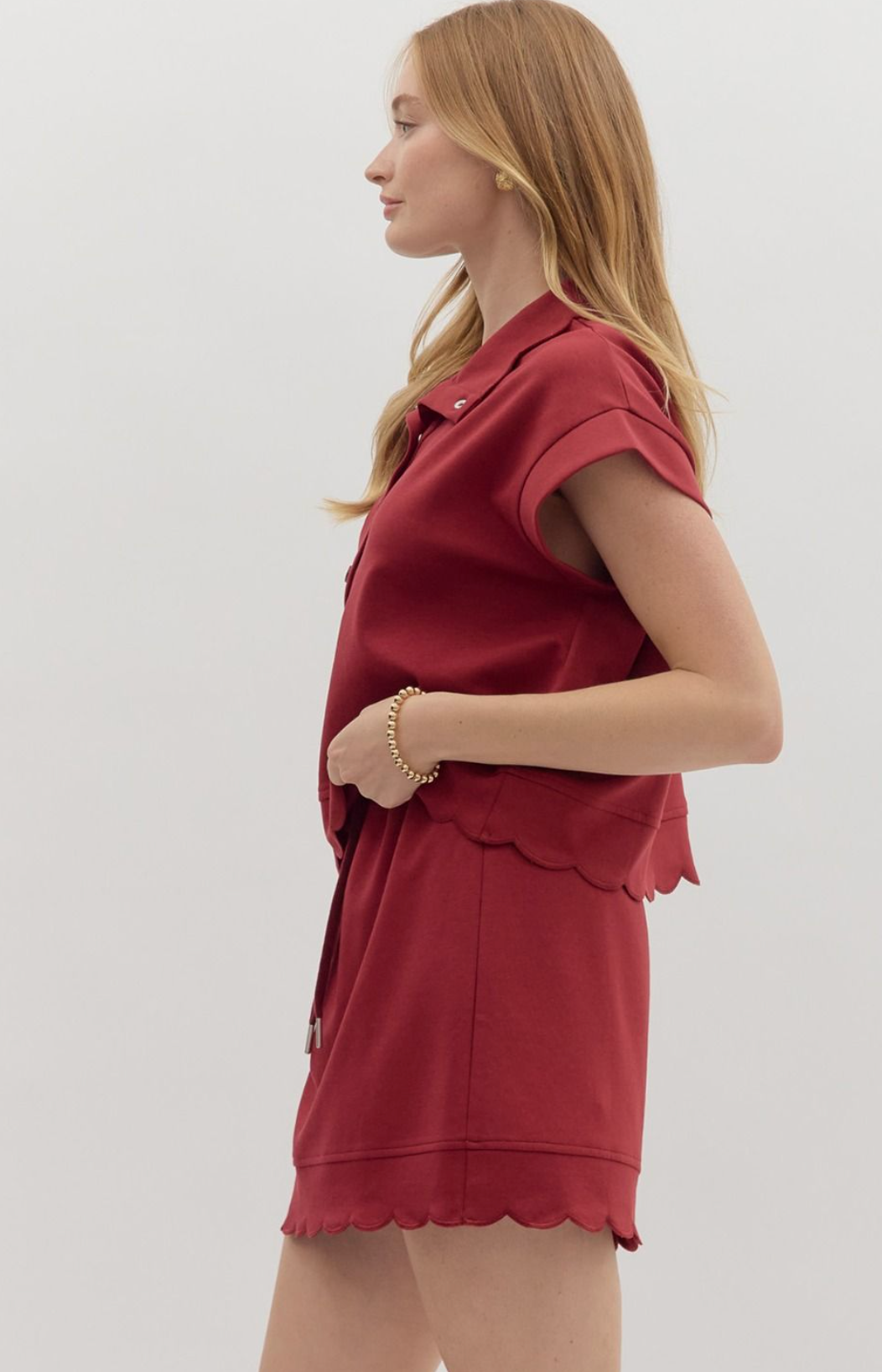 Garnet Scalloped Hem Jersey Material Set